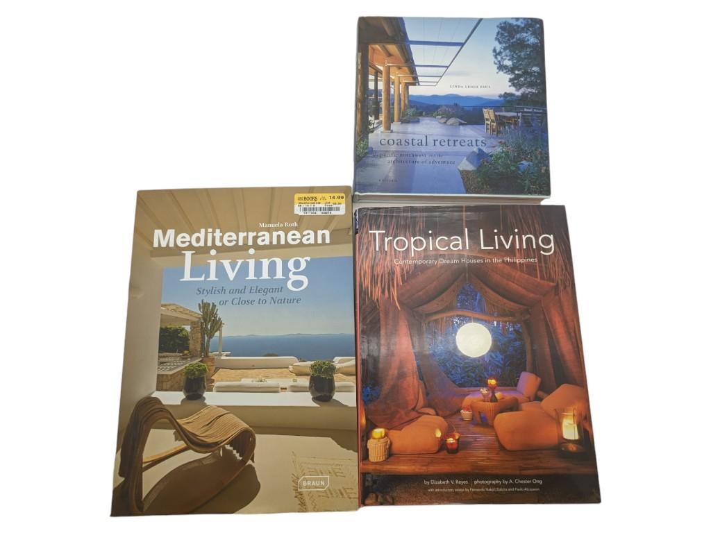 Lot of 3 Coffee Table Books - "Tropical Living", "Coastal Retreats" & "Mediterranean Living"