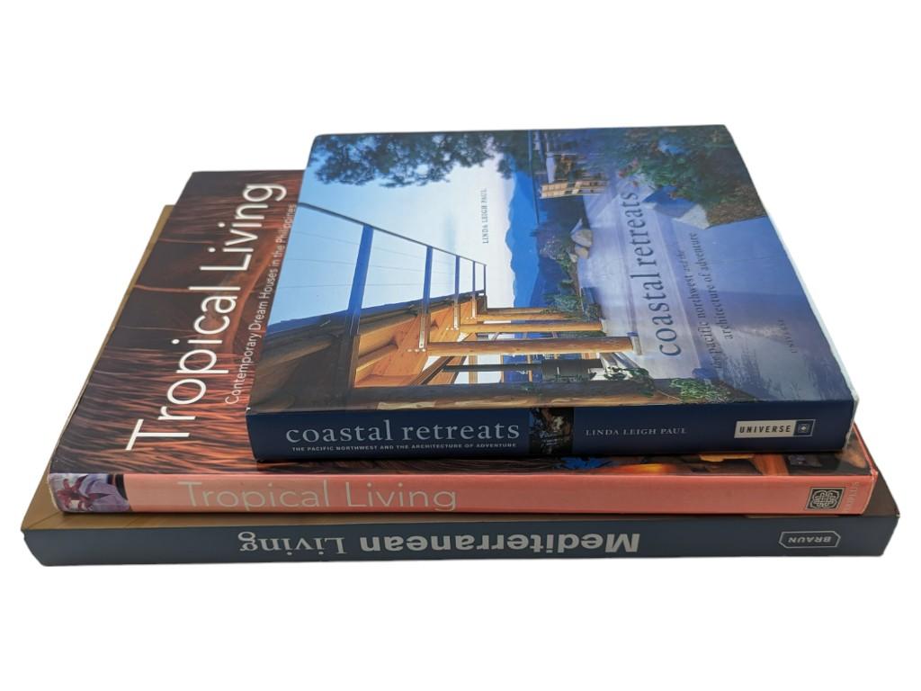 Lot of 3 Coffee Table Books - "Tropical Living", "Coastal Retreats" & "Mediterranean Living"