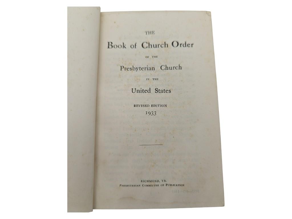 "The Book of Church Order of the Presbyterian Church in the United States" 1933