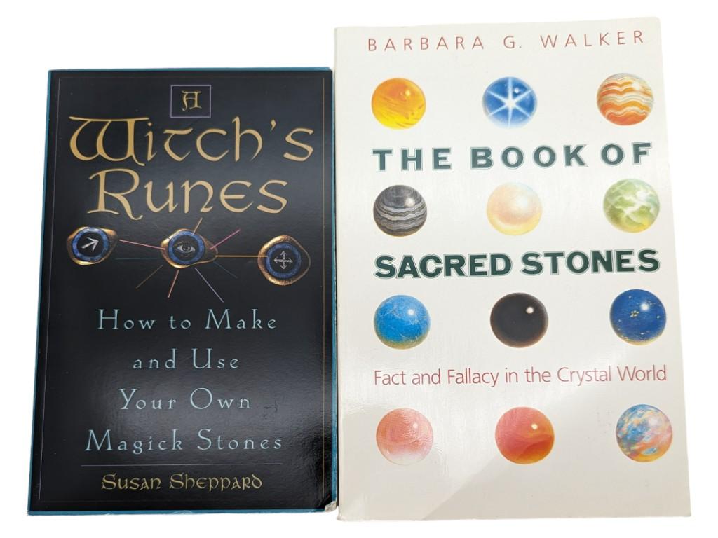 Lot of 2 Books - "A Witch's Runes"  by Sheppard & "The Book of Sacred Stones" by Walker