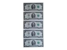 Lot of 5 - 2017-A $2 Bills