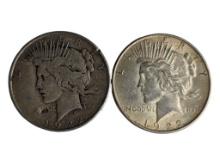 Lot of 2 - 1922 Peace Dollars