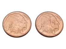 Lot of 2 - 1 AVDP Ounce (each) .999 Fine Copper Buffalo Rounds