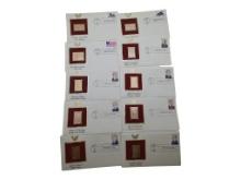Lot of 10 Golden Replica Presidential Stamps - 22k Gold Plated