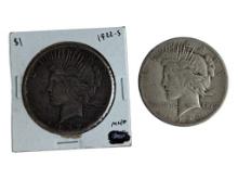 Lot of 2 Peace Dollar - 1922-S & 1924
