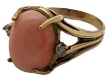 Ladies Ring with Peach Gemstone - size 7