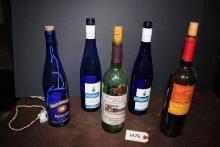 Wine Bottles, one lighted bottle