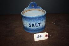 Salt Cellar, Blue and white stoneware