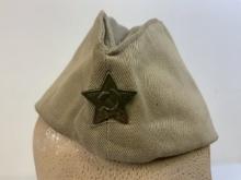 WWII STYLE SOVIET RUSSIAN PILOTKA HAT CAP WITH FIELD GREEN STAR