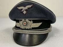 WWII GERMAN LUFTWAFFE OFFICER VISOR HAT CAP