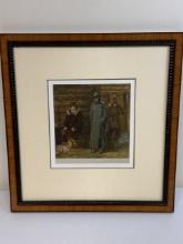 S.OTROSCHENKO USSR OIL ON BOARD PAINTING "PARTISANS TAKING GERMAN OFFICER" FRAMED