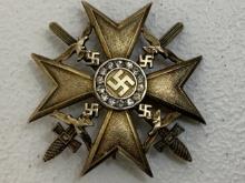 WWII NAZI GERMANY SPANISH CROSS IN GOLD WITH SWORDS WITH DIAMONDS