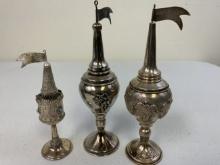 VINTAGE JUDAICA JEWISH STERLING SILVER SPICE TOWERS