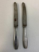 WWII NAZI GERMANY WEHRMACHT STAMPED PAIR OF DINNER KNIVES 1943