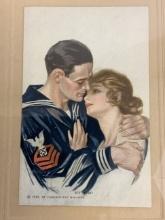 USA WWI GREAT WAR 1918 US NAVY MY HERO FRAMED COLOR PICTURE CARD