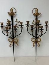 VINTAGE DECORATED SWORD CANDLEHOLDER WALL SCONCE CANDELABRA MILITARY MOTIF