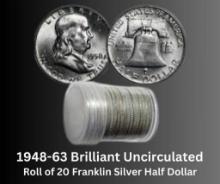 1948-63 Uncirculated Franklin Silver Half Dollar