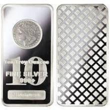 10 Ounce - .999 Fine Silver Morgan Dollar Bar