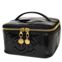 CHANEL BLACK LEATHER VANITY POUCH