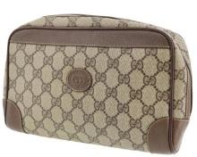 Gucci GG Plus Clutch Pouch Brown Leather Vintage