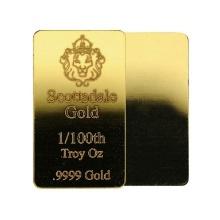 1/100 Oz. Scottsdale Mint .999 Fine Gold Bar