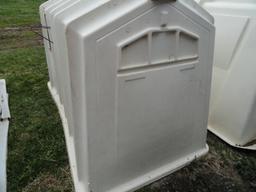 Calf hutch with pail holder