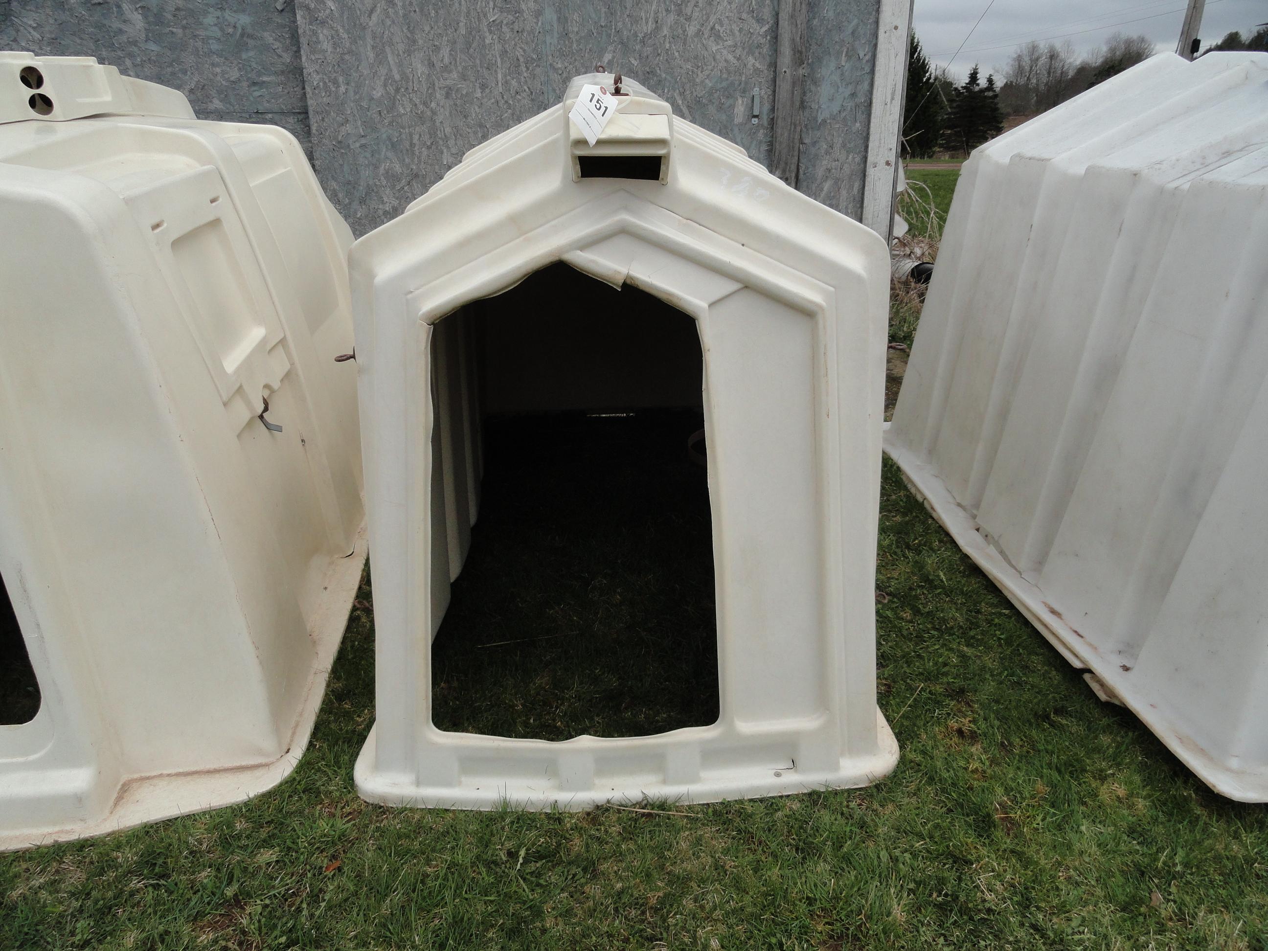 Calf hutch with pail holder