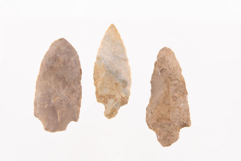 A Group of 3 Stemmed Adena Points