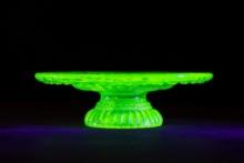 Opalescent Uranium Glass Pedestal Dish