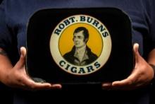 Antique Robert Burns Cigars Glass Serving Tray