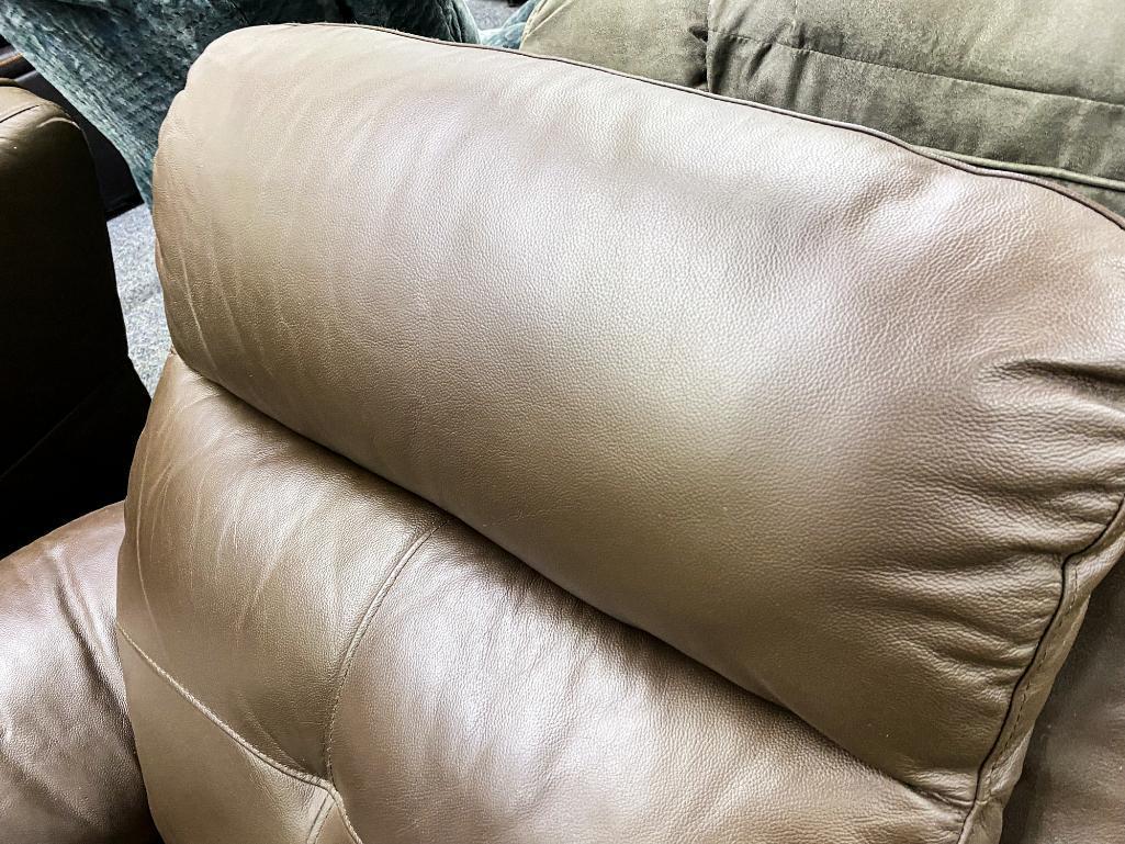 Brown leather rocker recliner