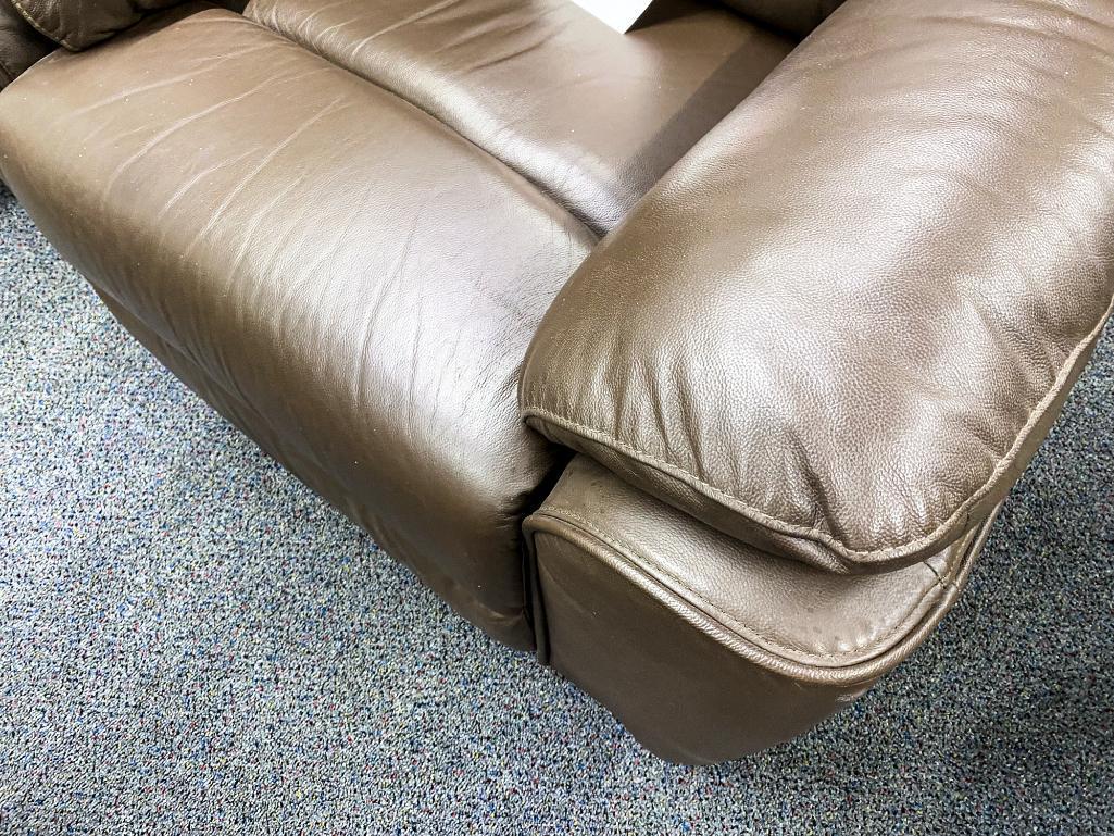 Brown leather rocker recliner