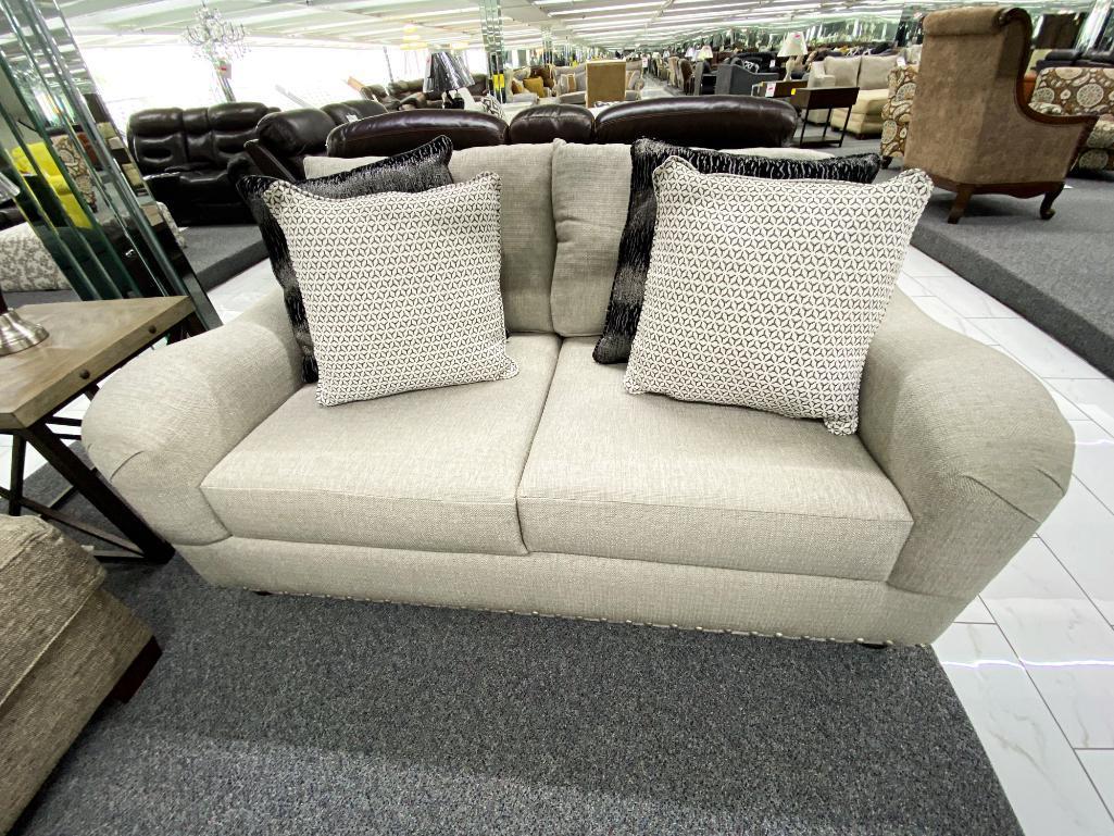 Light gray fabric loveseat