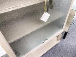 Wood China cabinet, with textured glass doors