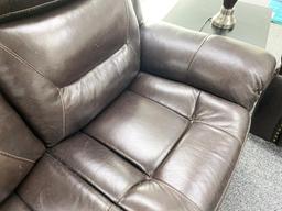 Dark brown leather sofa with electronic recliners. Included- Loveseat with electronic recliners, and