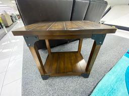 Traditional brown wood end table