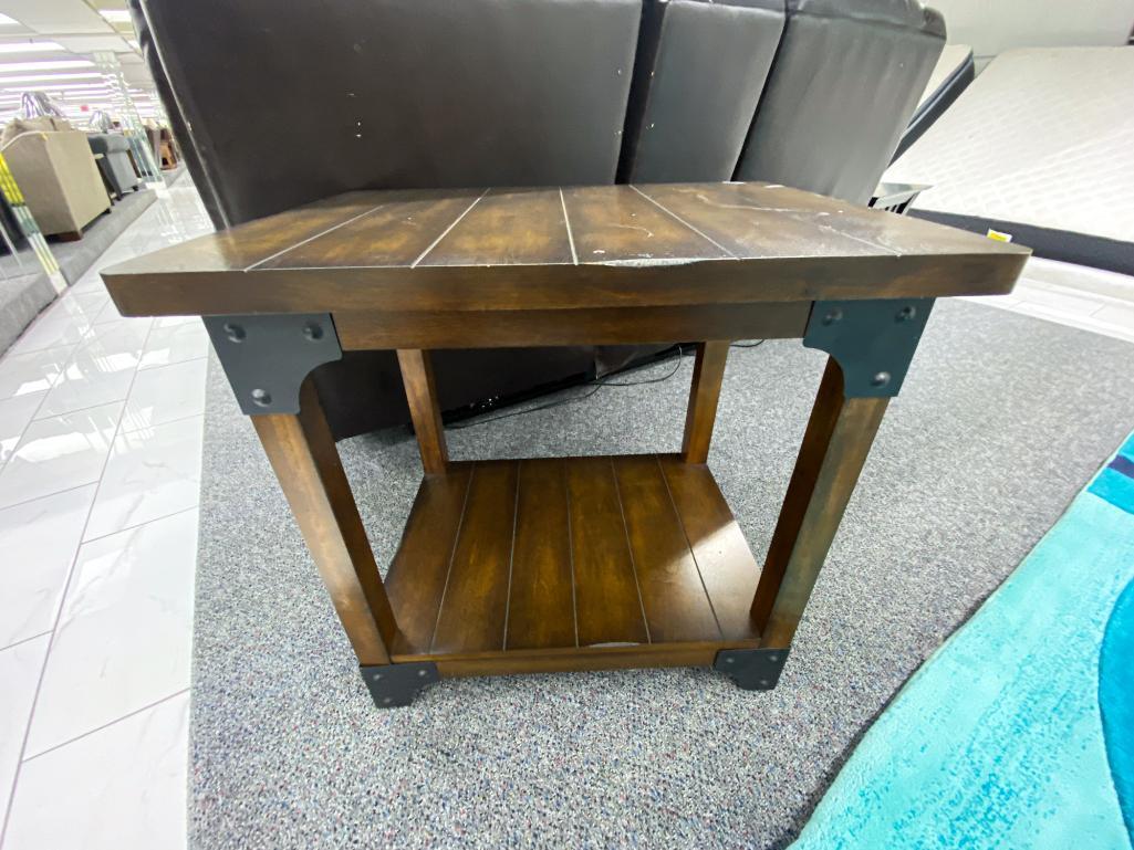 Traditional brown wood end table