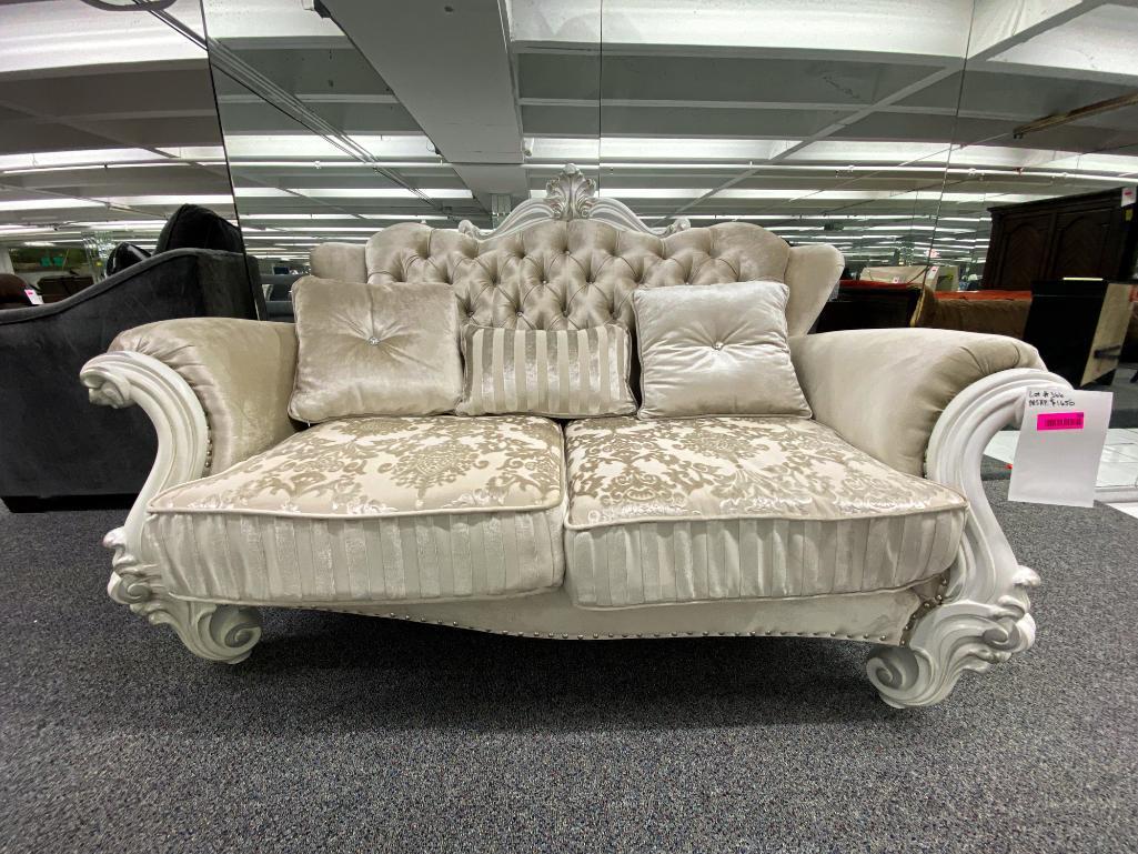 French-style loveseat, white