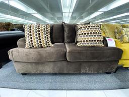 brown fabric loveseat