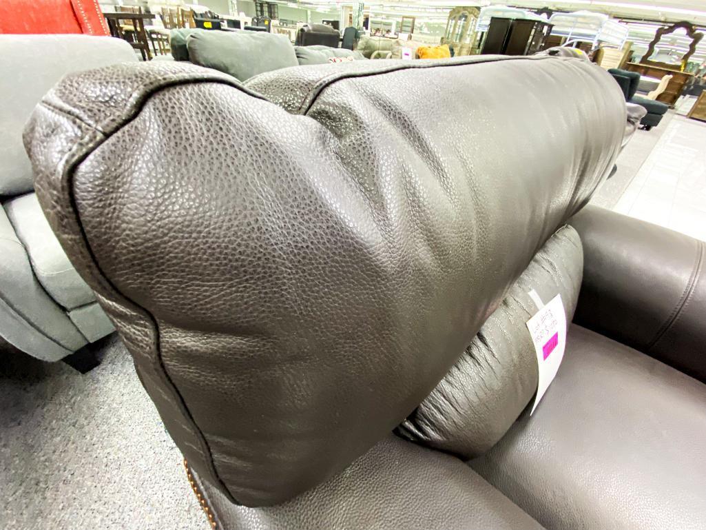Dark leather accent chair