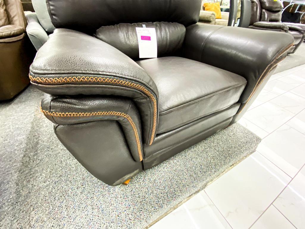 Dark leather accent chair