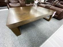 Large brown wood coffee table