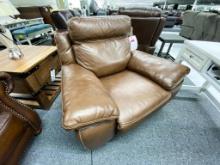 Brown leather accent chair