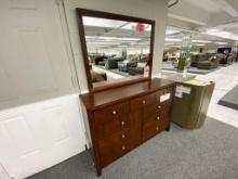 Traditional wood dresser and mirror