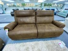 Dark brown fabric reclining sofa