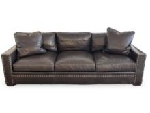 Ralph Lauren Distressed Leather Sofa With Nailhead Trim