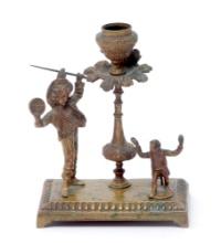 Antique Swordsman With Monkey Candle