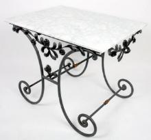 French Vintage Cast Iron And Marble Bakers Table