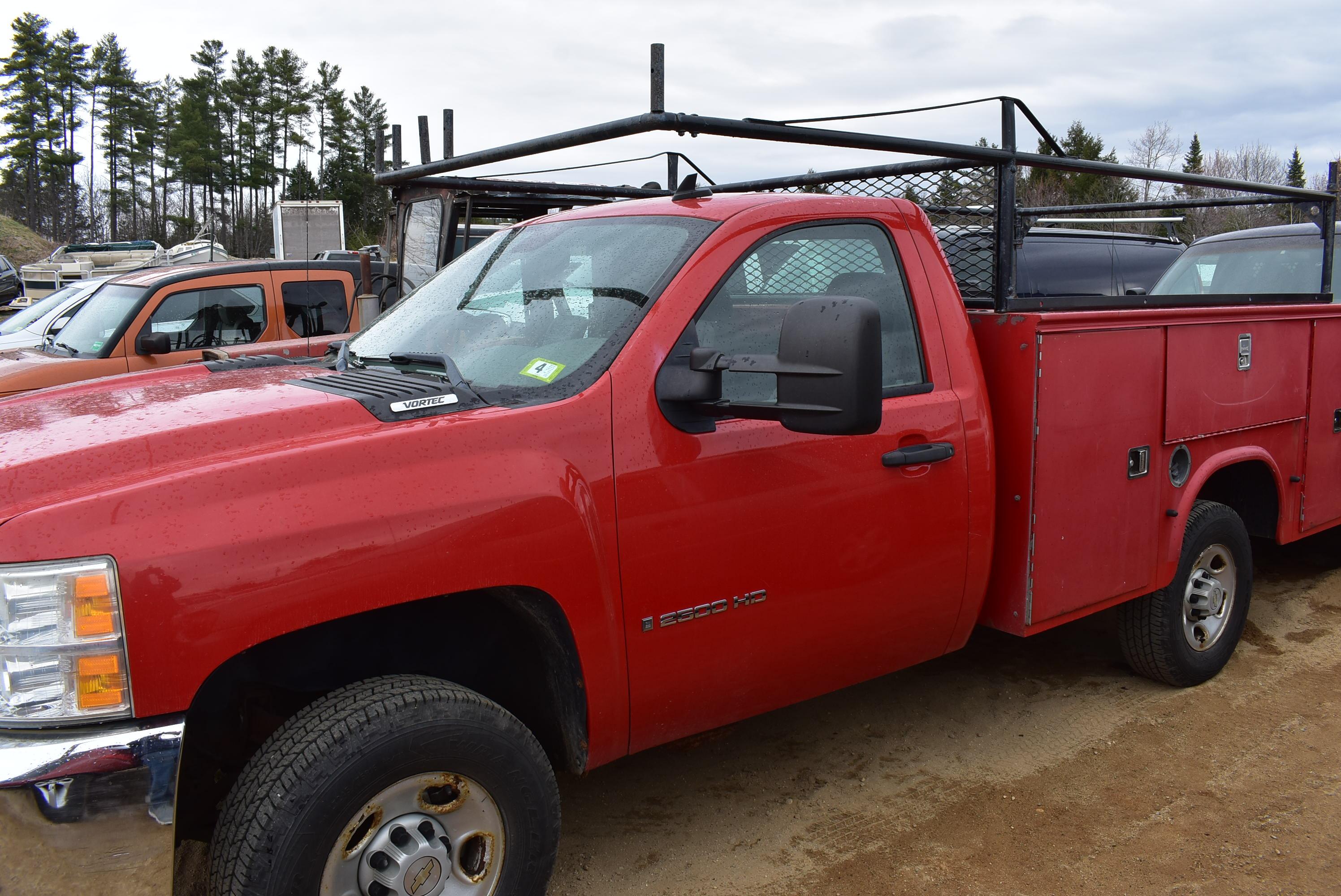 2008 Chevy 2500HD red utility truck