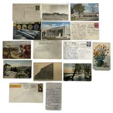 Vintage Post Cards with Stamps and 1980s Letter
